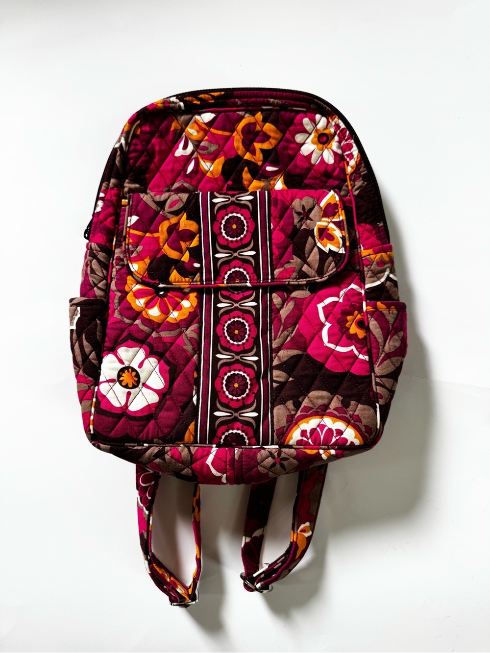 Retired Vera Bradley Carnaby Floral Print Cotton Backpack NWOT Magenta Fuchsia
